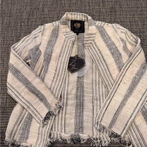 Elegant Striped Fringe Blazer